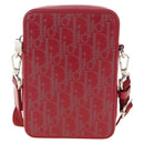 Christian Dior Trotter Canvas Shoulder Bag Leather Red Silver Auth 189811SM-2