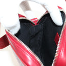 Christian Dior Trotter Canvas Shoulder Bag Leather Red Silver Auth 189811SM-23