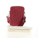 Christian Dior Trotter Canvas Shoulder Bag Leather Red Silver Auth 189811SM-26