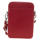 Christian Dior Trotter Canvas Shoulder Bag Leather Red Silver Auth 189811SM-3