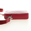 Christian Dior Trotter Canvas Shoulder Bag Leather Red Silver Auth 189811SM-4