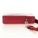 Christian Dior Trotter Canvas Shoulder Bag Leather Red Silver Auth 189811SM-5