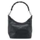 GUCCI Bamboo Shoulder Bag Leather Black Silver 000 0531 Auth 189813A-13