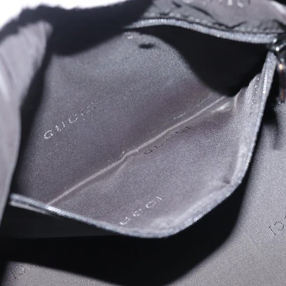 GUCCI Bamboo Shoulder Bag Leather Black Silver 000 0531 Auth 189813A