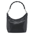 GUCCI Bamboo Shoulder Bag Leather Black Silver 000 0531 Auth 189813A-2