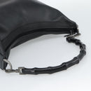GUCCI Bamboo Shoulder Bag Leather Black Silver 000 0531 Auth 189813A-7