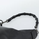 GUCCI Bamboo Shoulder Bag Leather Black Silver 000 0531 Auth 189813A-8