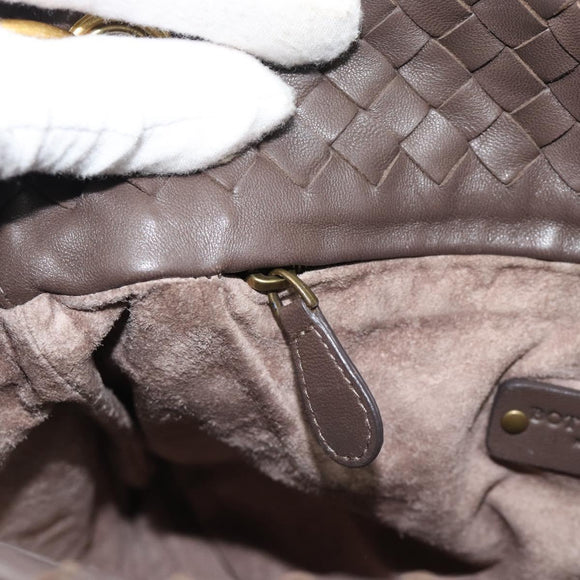 BOTTEGA VENETA INTRECCIATO Shoulder Bag Brown Gold 179330 Auth 189814A