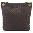 BOTTEGA VENETA INTRECCIATO Shoulder Bag Brown Gold 179330 Auth 189814A-13