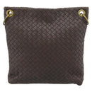 BOTTEGA VENETA INTRECCIATO Shoulder Bag Brown Gold 179330 Auth 189814A-2