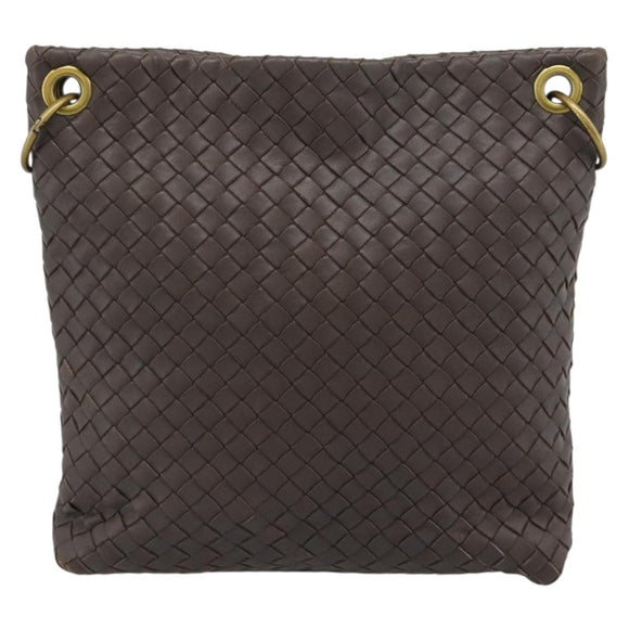 BOTTEGA VENETA INTRECCIATO Shoulder Bag Brown Gold 179330 Auth 189814A