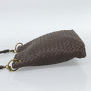 BOTTEGA VENETA INTRECCIATO Shoulder Bag Brown Gold 179330 Auth 189814A-3