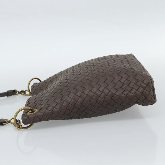 BOTTEGA VENETA INTRECCIATO Shoulder Bag Brown Gold 179330 Auth 189814A
