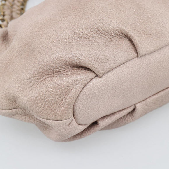 PRADA Chain Shoulder Bag Vittero Dino Leather Pink Gold Auth 189816A