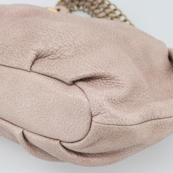 PRADA Chain Shoulder Bag Vittero Dino Leather Pink Gold Auth 189816A