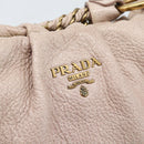 PRADA Chain Shoulder Bag Vittero Dino Leather Pink Gold Auth 189816A-18