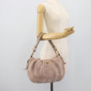 PRADA Chain Shoulder Bag Vittero Dino Leather Pink Gold Auth 189816A-23