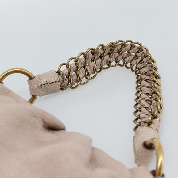 PRADA Chain Shoulder Bag Vittero Dino Leather Pink Gold Auth 189816A