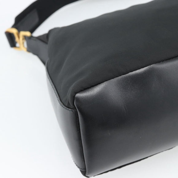 PRADA Chain Shoulder Bag Nylon Black Auth 189819A