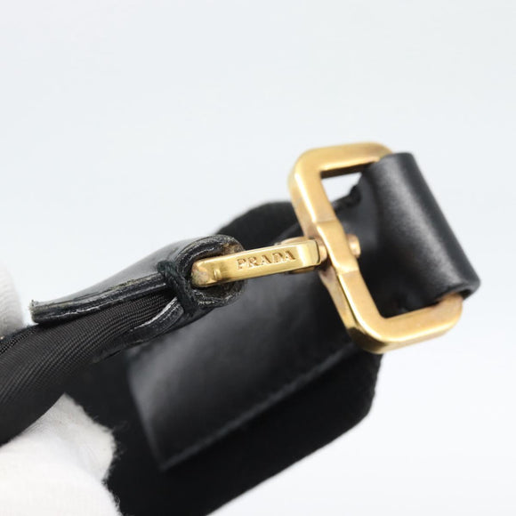 PRADA Chain Shoulder Bag Nylon Black Auth 189819A