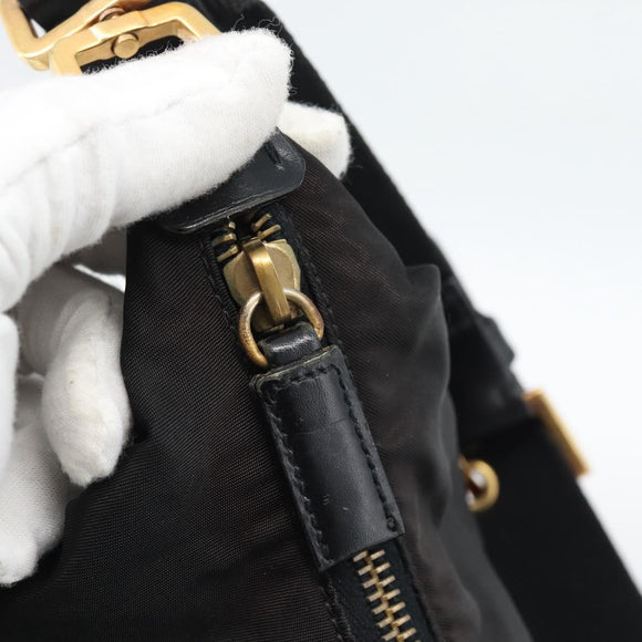 PRADA Chain Shoulder Bag Nylon Black Auth 189819A