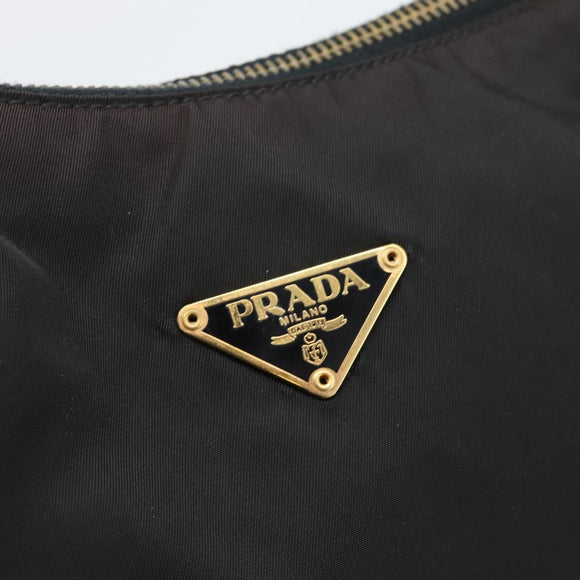 PRADA Chain Shoulder Bag Nylon Black Auth 189819A