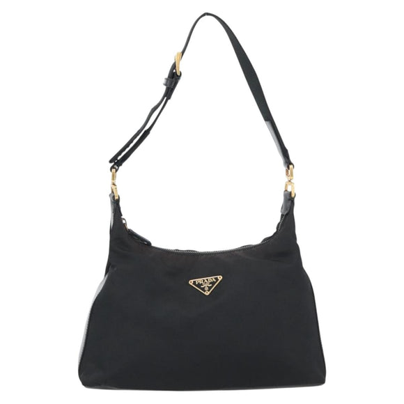 PRADA Chain Shoulder Bag Nylon Black Auth 189819A