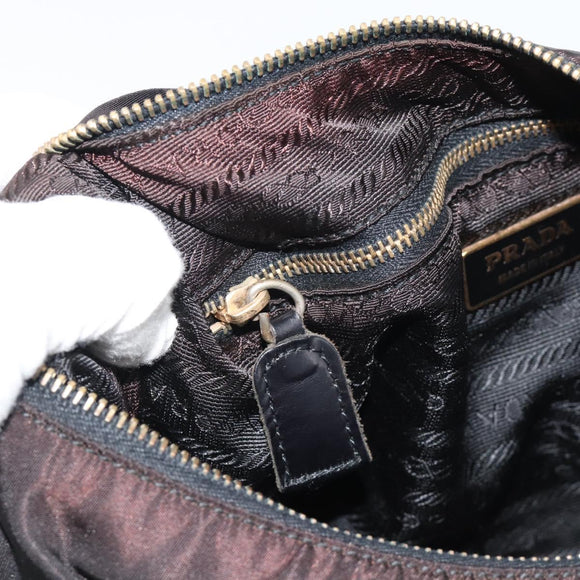 PRADA Chain Shoulder Bag Nylon Black Auth 189819A