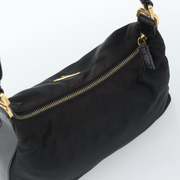 PRADA Chain Shoulder Bag Nylon Black Auth 189819A