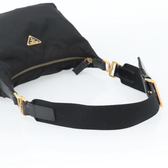 PRADA Chain Shoulder Bag Nylon Black Auth 189819A