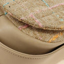 CHANEL 2.55 Shoulder Bag Tweed Beige Gold CC Auth 189821SAM-17