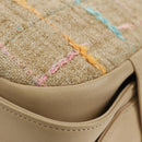 CHANEL 2.55 Shoulder Bag Tweed Beige Gold CC Auth 189821SAM-20