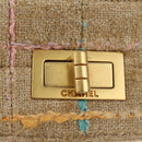 CHANEL 2.55 Shoulder Bag Tweed Beige Gold CC Auth 189821SAM-21