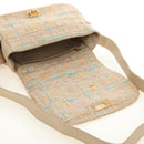 CHANEL 2.55 Shoulder Bag Tweed Beige Gold CC Auth 189821SAM-22