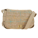 CHANEL 2.55 Shoulder Bag Tweed Beige Gold CC Auth 189821SAM-1