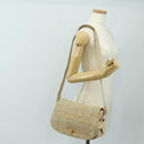CHANEL 2.55 Shoulder Bag Tweed Beige Gold CC Auth 189821SAM-30