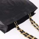 CHANEL Chain Shoulder Tote Bag Lamb Skin Black Gold CC Auth 189822V-6