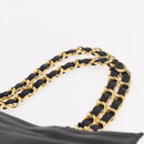 CHANEL Chain Shoulder Tote Bag Lamb Skin Black Gold CC Auth 189822V-8