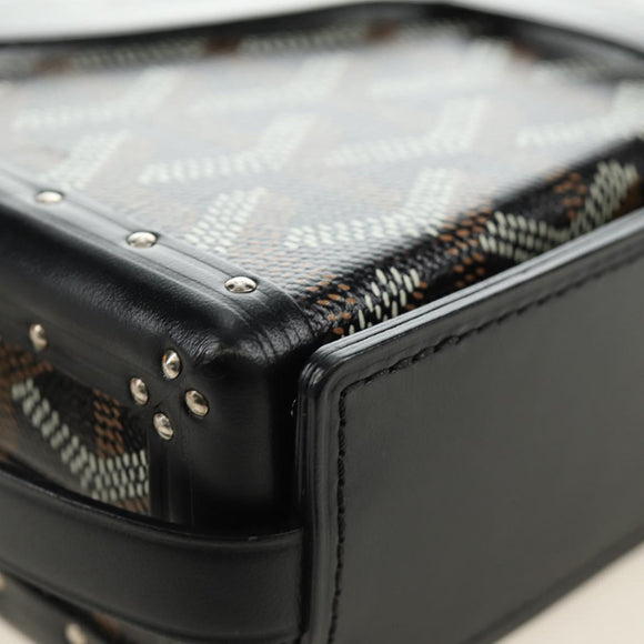 GOYARD Herringbone Minodiere Trunk Bag PVC Black Silver Auth 189823SM