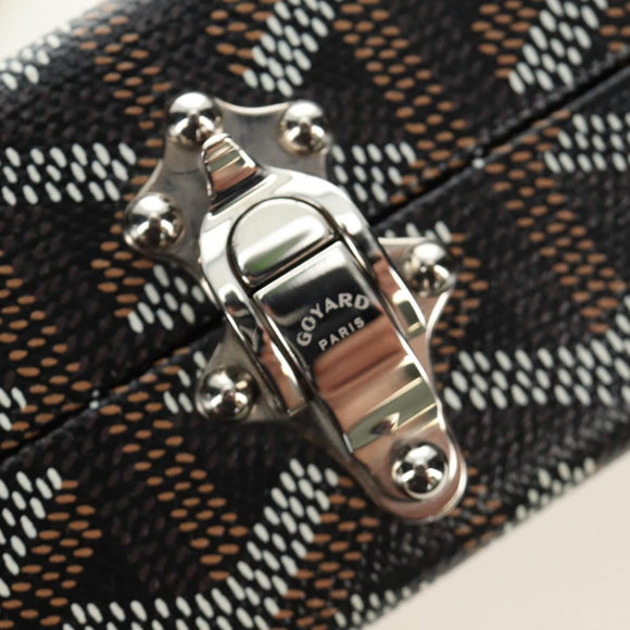 GOYARD Herringbone Minodiere Trunk Bag PVC Black Silver Auth 189823SM
