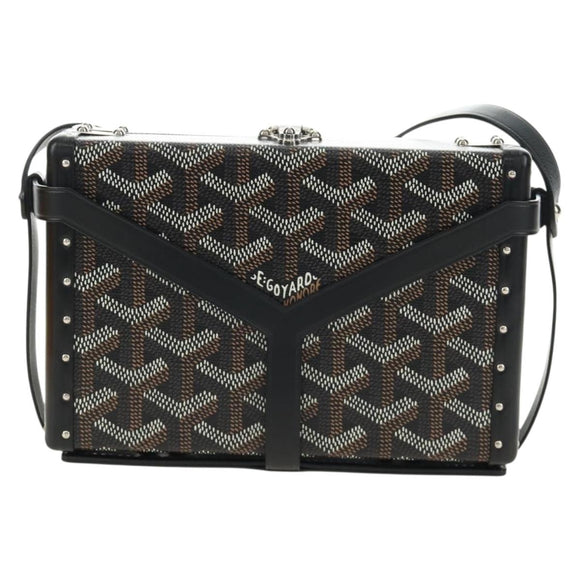 GOYARD Herringbone Minodiere Trunk Bag PVC Black Silver Auth 189823SM