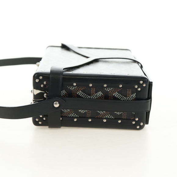 GOYARD Herringbone Minodiere Trunk Bag PVC Black Silver Auth 189823SM