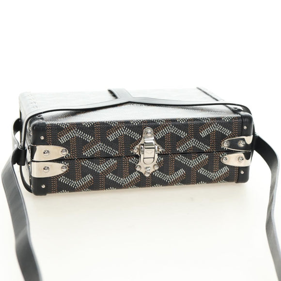 GOYARD Herringbone Minodiere Trunk Bag PVC Black Silver Auth 189823SM