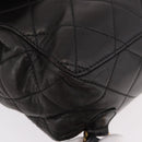 CHANEL Matelasse Backpack Lamb Skin Gold Black CC Auth 189824SAV-9