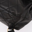 CHANEL Matelasse Backpack Lamb Skin Gold Black CC Auth 189824SAV-14
