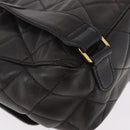 CHANEL Matelasse Backpack Lamb Skin Gold Black CC Auth 189824SAV-12