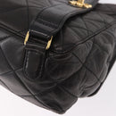CHANEL Matelasse Backpack Lamb Skin Gold Black CC Auth 189824SAV-16