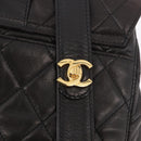 CHANEL Matelasse Backpack Lamb Skin Gold Black CC Auth 189824SAV-10