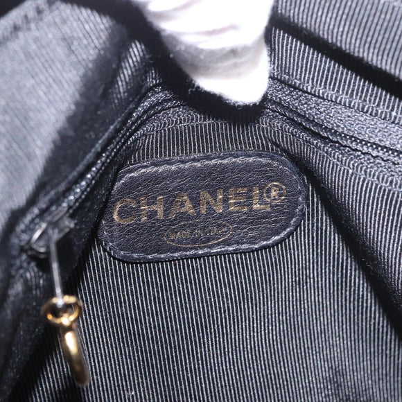 CHANEL Matelasse Backpack Lamb Skin Gold Black CC Auth 189824SAV