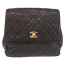 CHANEL Matelasse Backpack Lamb Skin Gold Black CC Auth 189824SAV-2